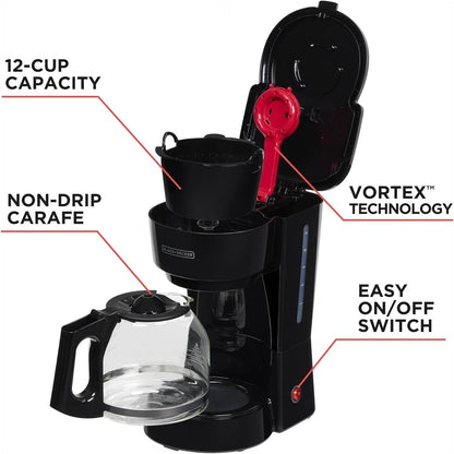 12-Tassen-Kaffeemaschine, Vortex-Technologie, tropffreie Karaffe