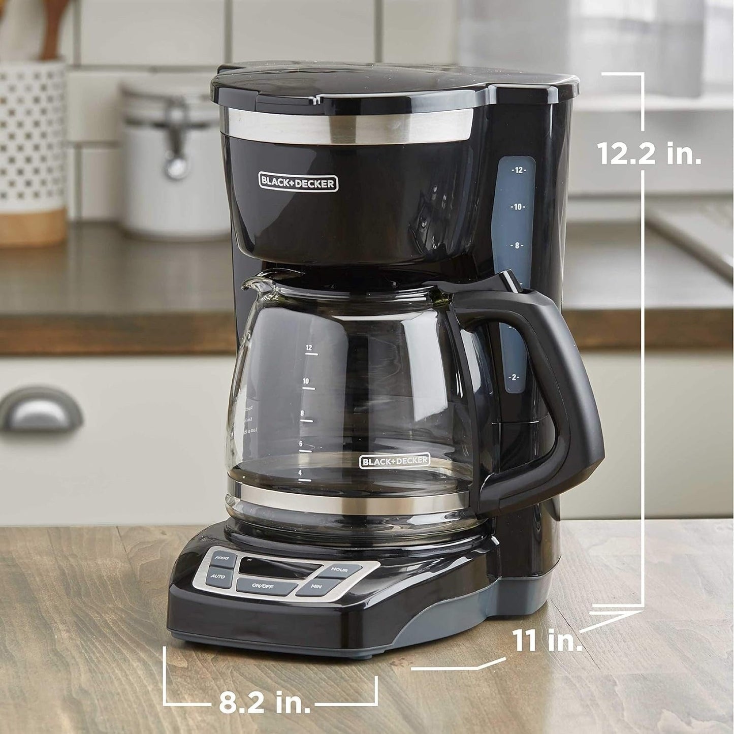 Digitale Kaffeemaschine für 12 Tassen, programmierbar, waschbarer Filter, Sneak-A-Cup, automatisches Brühen, Warmhalteplatte, schwarz