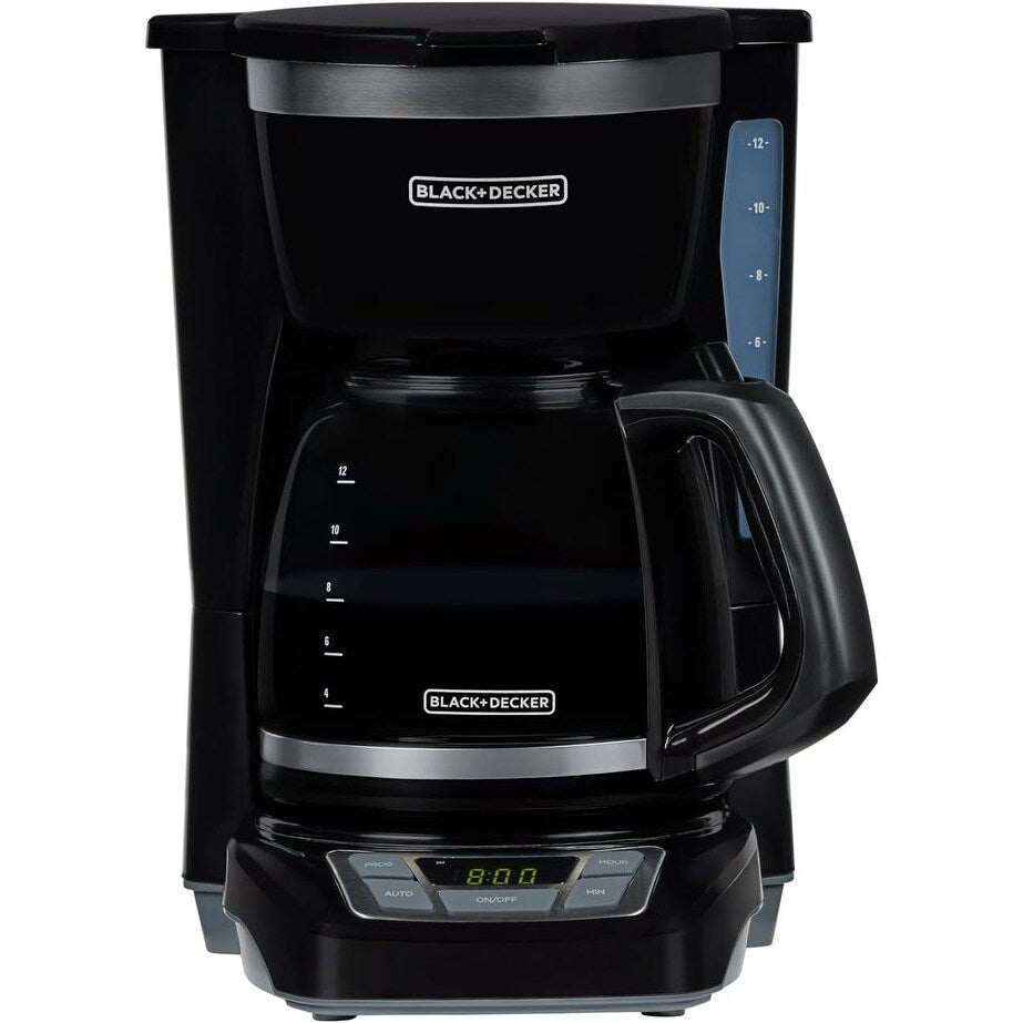 Digitale Kaffeemaschine für 12 Tassen, programmierbar, waschbarer Filter, Sneak-A-Cup, automatisches Brühen, Warmhalteplatte, schwarz