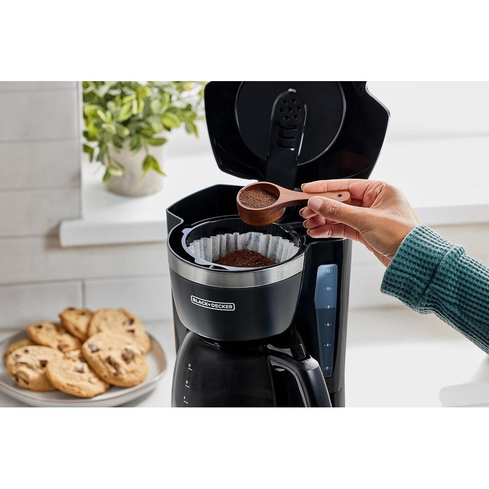 Digitale Kaffeemaschine für 12 Tassen, programmierbar, waschbarer Filter, Sneak-A-Cup, automatisches Brühen, Warmhalteplatte, schwarz