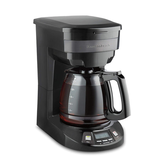 Programmierbare Filterkaffeemaschine für 12 Tassen mit 3 Brühoptionen, Glaskaraffe, automatischer Pause und Ausgießfunktion, schwarzer Edelstahl (46293)