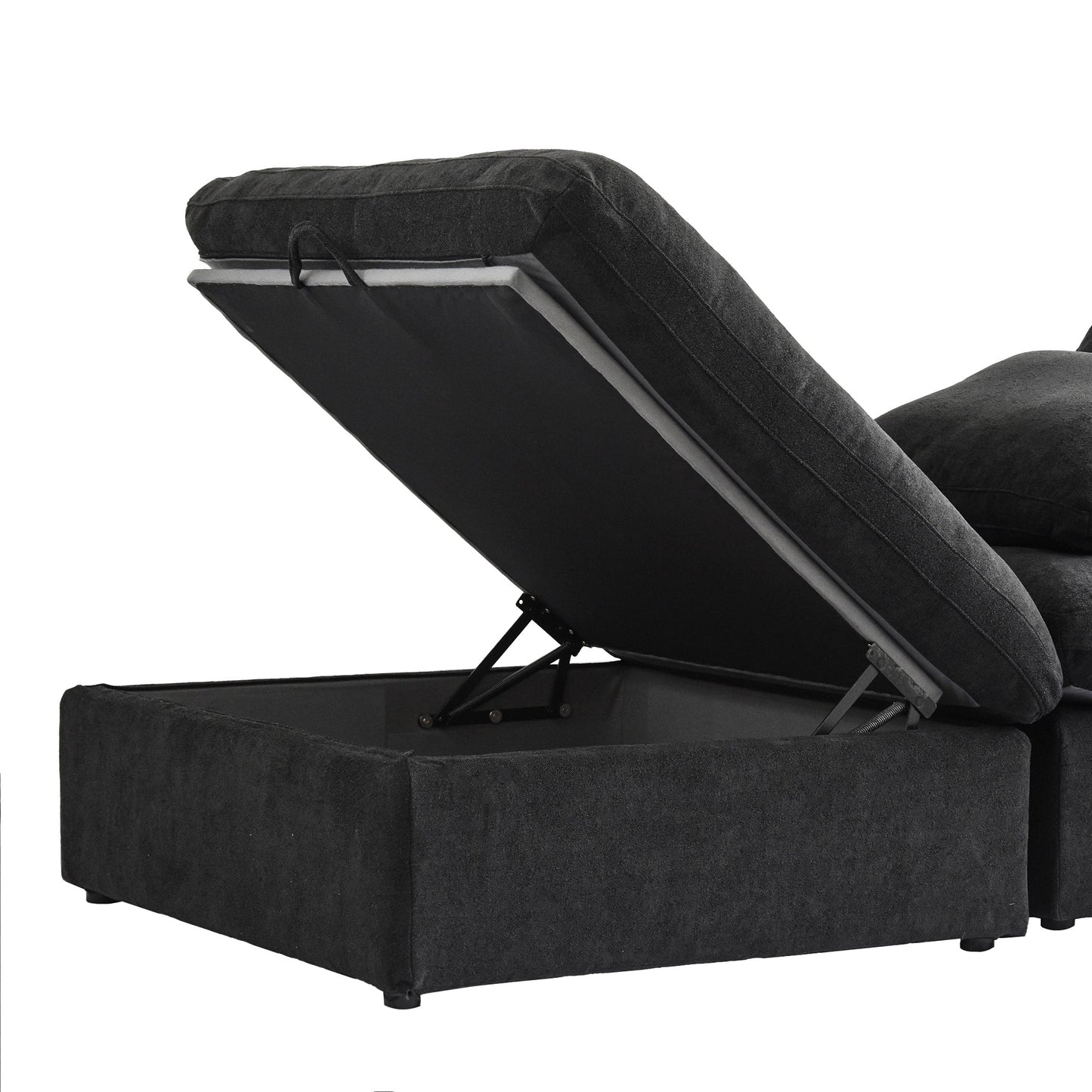 120 L-shaped Modern Sectional Sofa Linen Modular Sofa Couch with Storage Ottoman