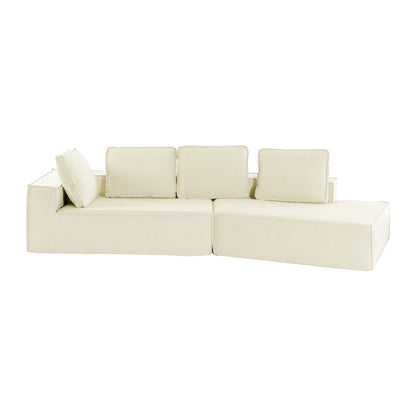 125 Stilvolle Chaiselongue, modernes Lounge-Sofa für den Innenbereich, Schlafsofa mit klaren Linien für das Wohnzimmer, Beige