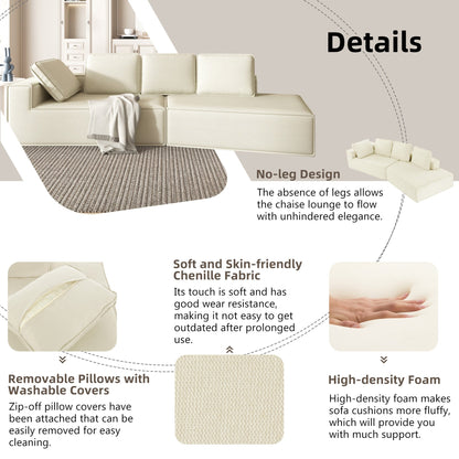 125 Stilvolle Chaiselongue, modernes Lounge-Sofa für den Innenbereich, Schlafsofa mit klaren Linien für das Wohnzimmer, Beige