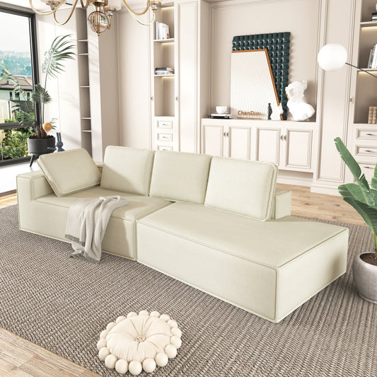125 Stilvolle Chaiselongue, modernes Lounge-Sofa für den Innenbereich, Schlafsofa mit klaren Linien für das Wohnzimmer, Beige