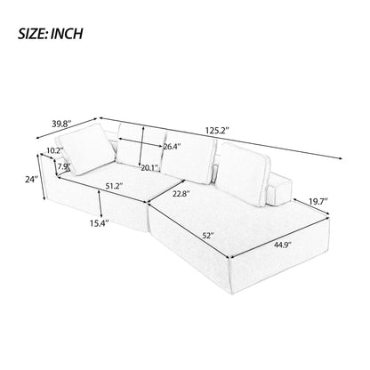 125 Stilvolle Chaiselongue, modernes Lounge-Sofa für den Innenbereich, Schlafsofa mit klaren Linien für das Wohnzimmer, Beige