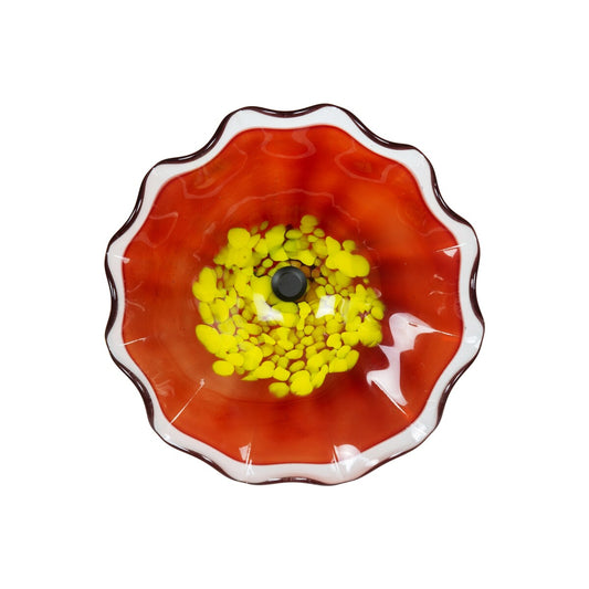 12 Zoll Durchmesser Rote Fiore Bloom Art Glas Wandkunst