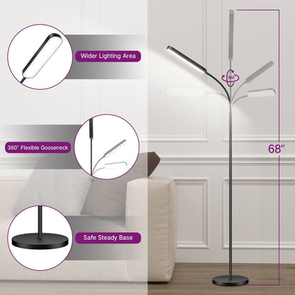 12 W dimmbare LED-Stehlampe zum Arbeiten/Lesen mit Fernbedienung und Touch-Steuerung – N/A