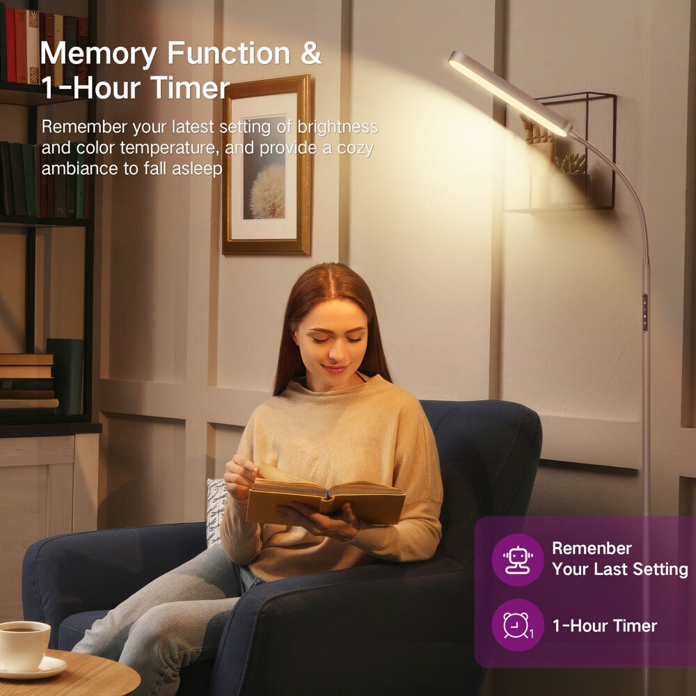 12 W dimmbare LED-Stehlampe zum Arbeiten/Lesen mit Fernbedienung und Touch-Steuerung – N/A