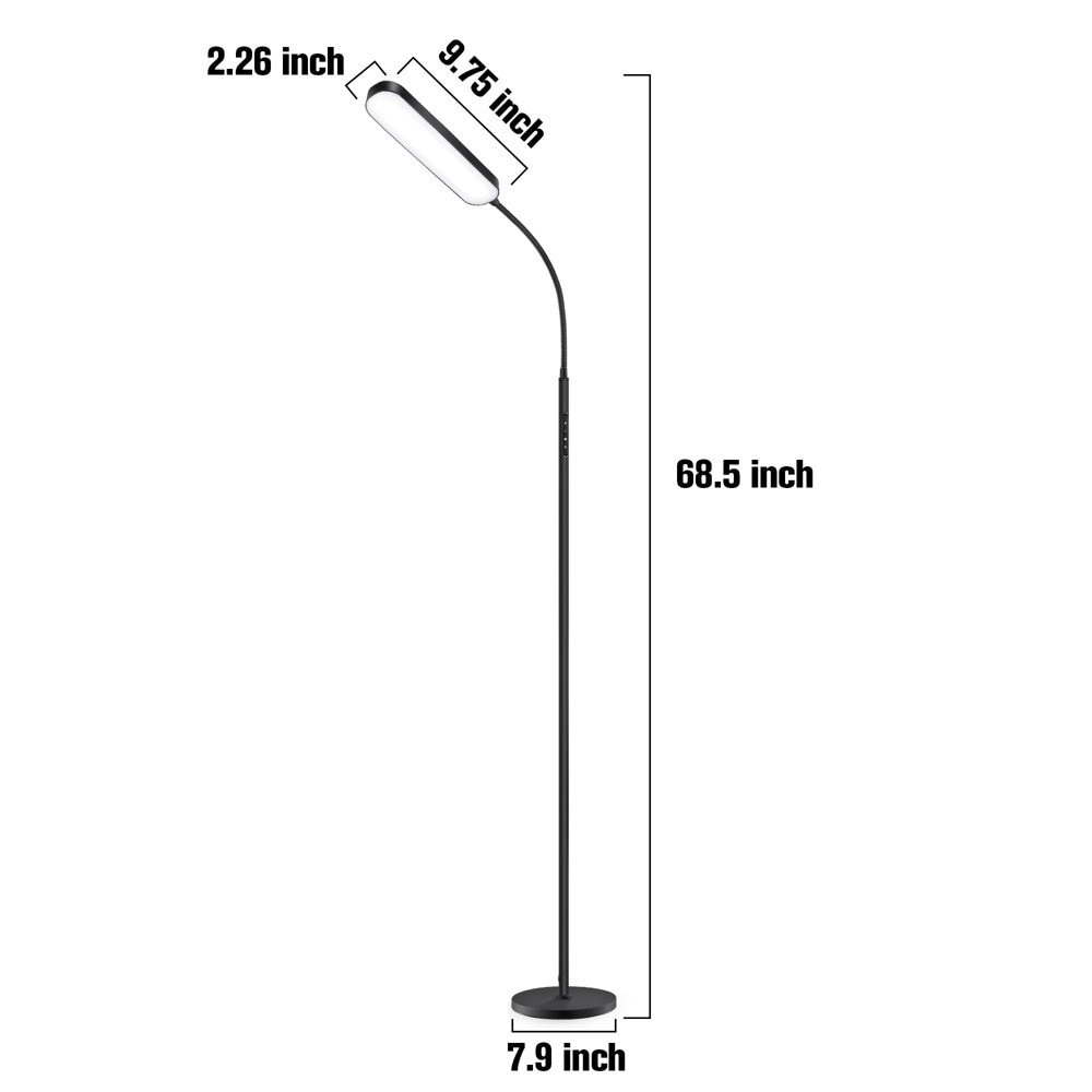 12 W dimmbare LED-Stehlampe zum Arbeiten/Lesen mit Fernbedienung und Touch-Steuerung – N/A