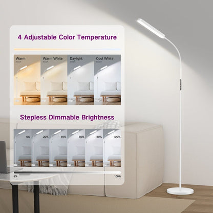 12 W dimmbare LED-Stehlampe zum Arbeiten/Lesen mit Fernbedienung und Touch-Steuerung – N/A