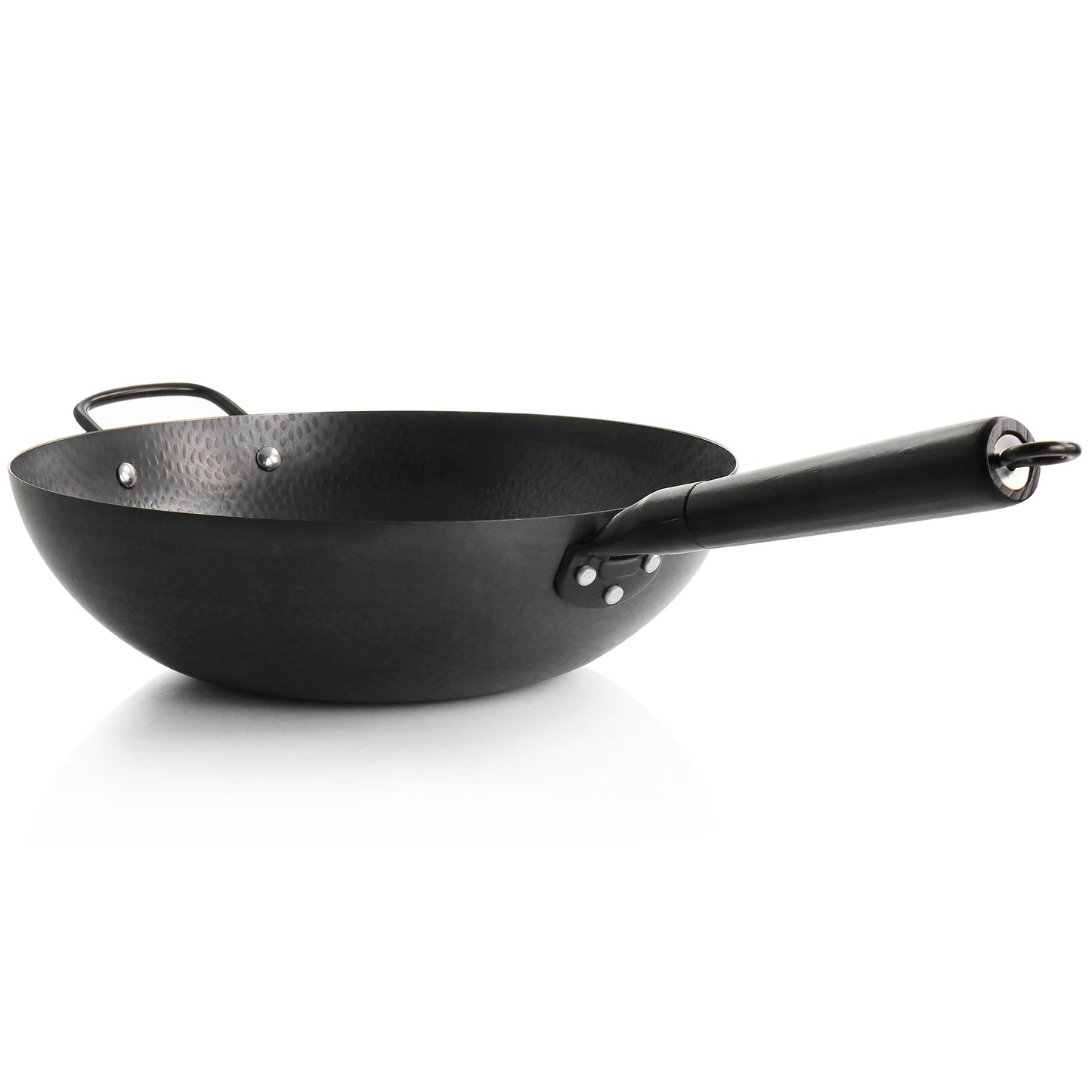 13 Zoll schwerer Wok aus Karbonstahl in Schwarz