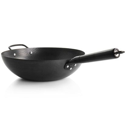 13 Zoll schwerer Wok aus Karbonstahl in Schwarz