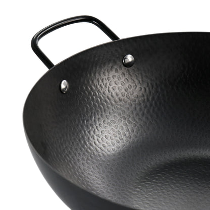 13 Zoll schwerer Wok aus Karbonstahl in Schwarz