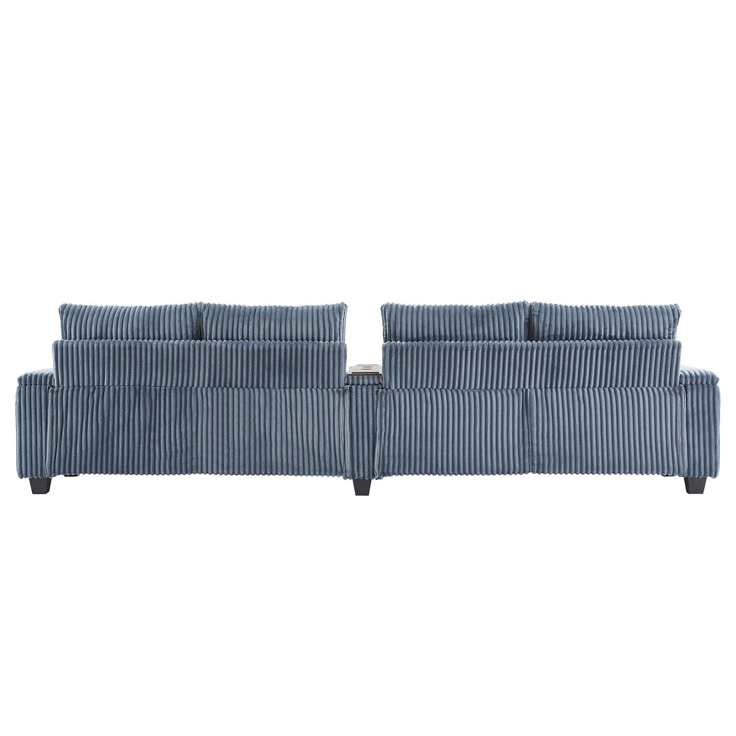 133 Corduroy 4-Seater Sofa with USB Ports, Flip-Top Cup Holders, and Hidden Storage