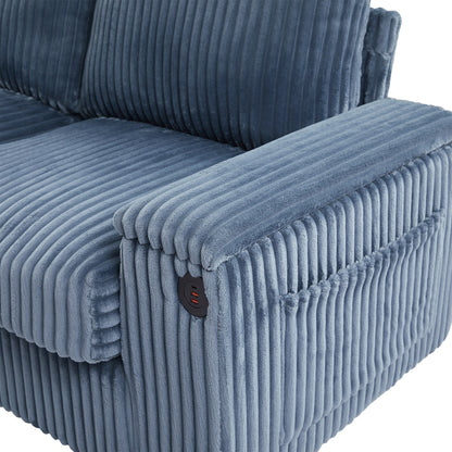 133 Corduroy 4-Seater Sofa with USB Ports, Flip-Top Cup Holders, and Hidden Storage