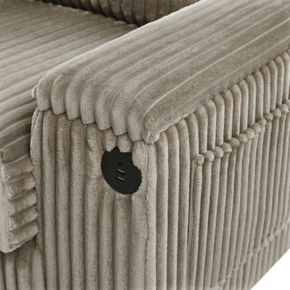 133 Corduroy 4-Seater Sofa with USB Ports, Flip-Top Cup Holders, and Hidden Storage