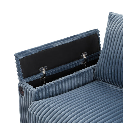 133 Corduroy 4-Seater Sofa with USB Ports, Flip-Top Cup Holders, and Hidden Storage