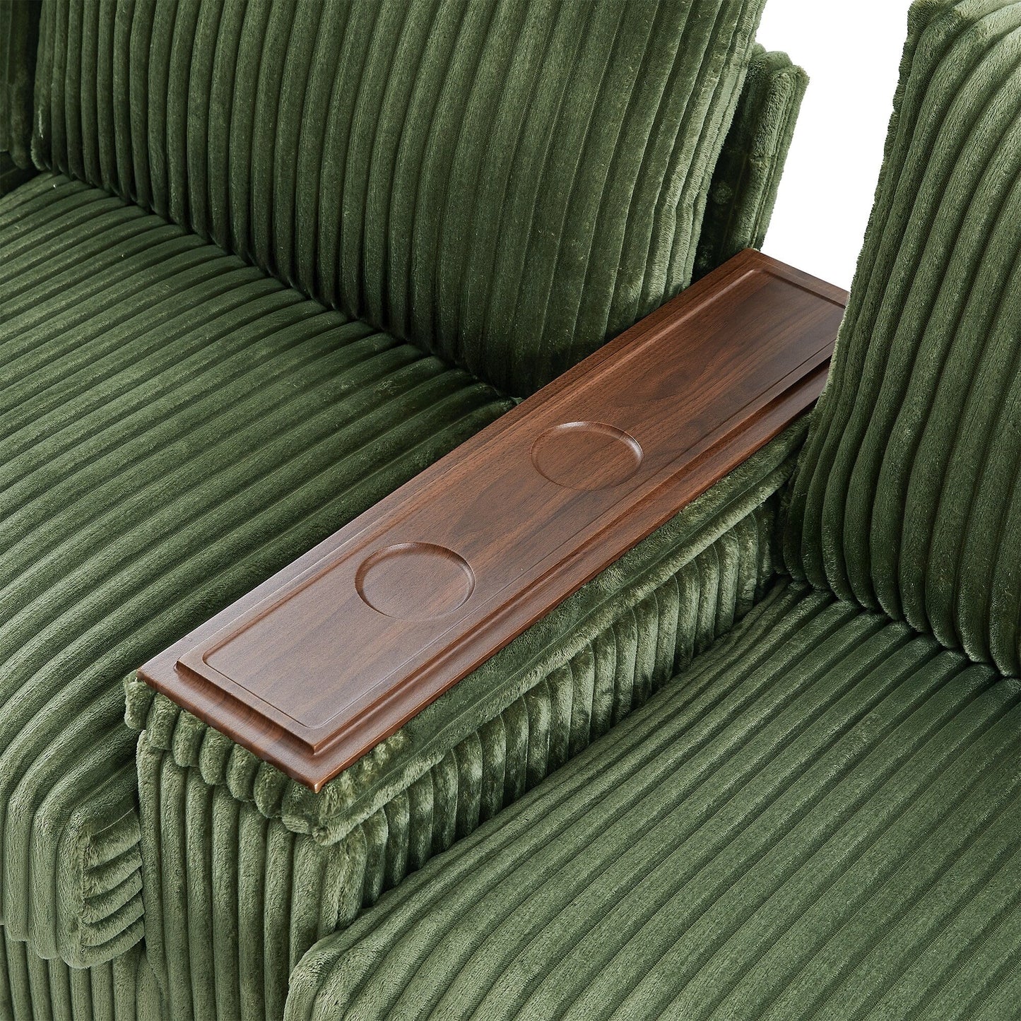 133 Corduroy 4-Seater Sofa with USB Ports, Flip-Top Cup Holders, and Hidden Storage