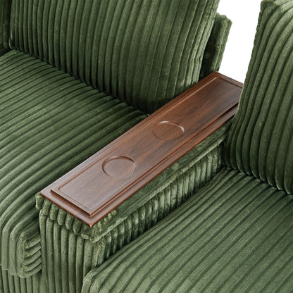 133 Corduroy 4-Seater Sofa with USB Ports, Flip-Top Cup Holders, and Hidden Storage