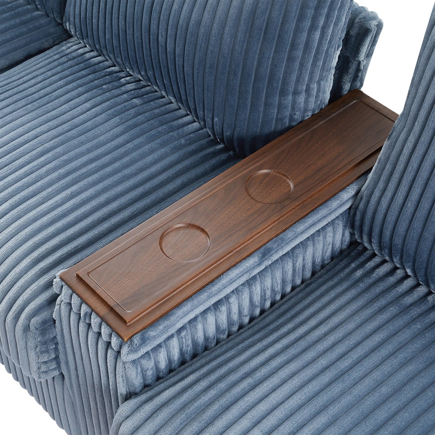 133 Corduroy 4-Seater Sofa with USB Ports, Flip-Top Cup Holders, and Hidden Storage