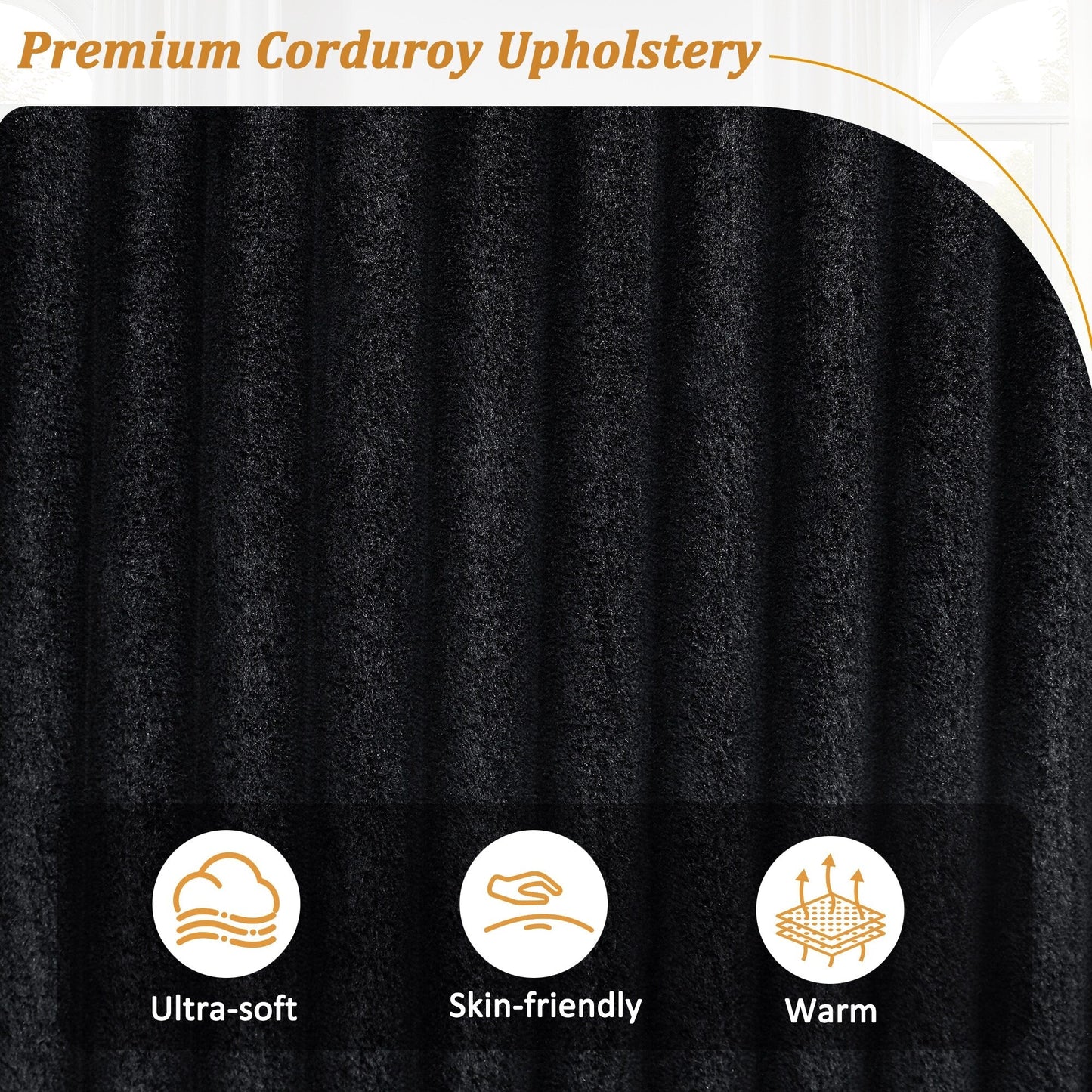 133 Corduroy 4-Seater Sofa with USB Ports, Flip-Top Cup Holders, and Hidden Storage