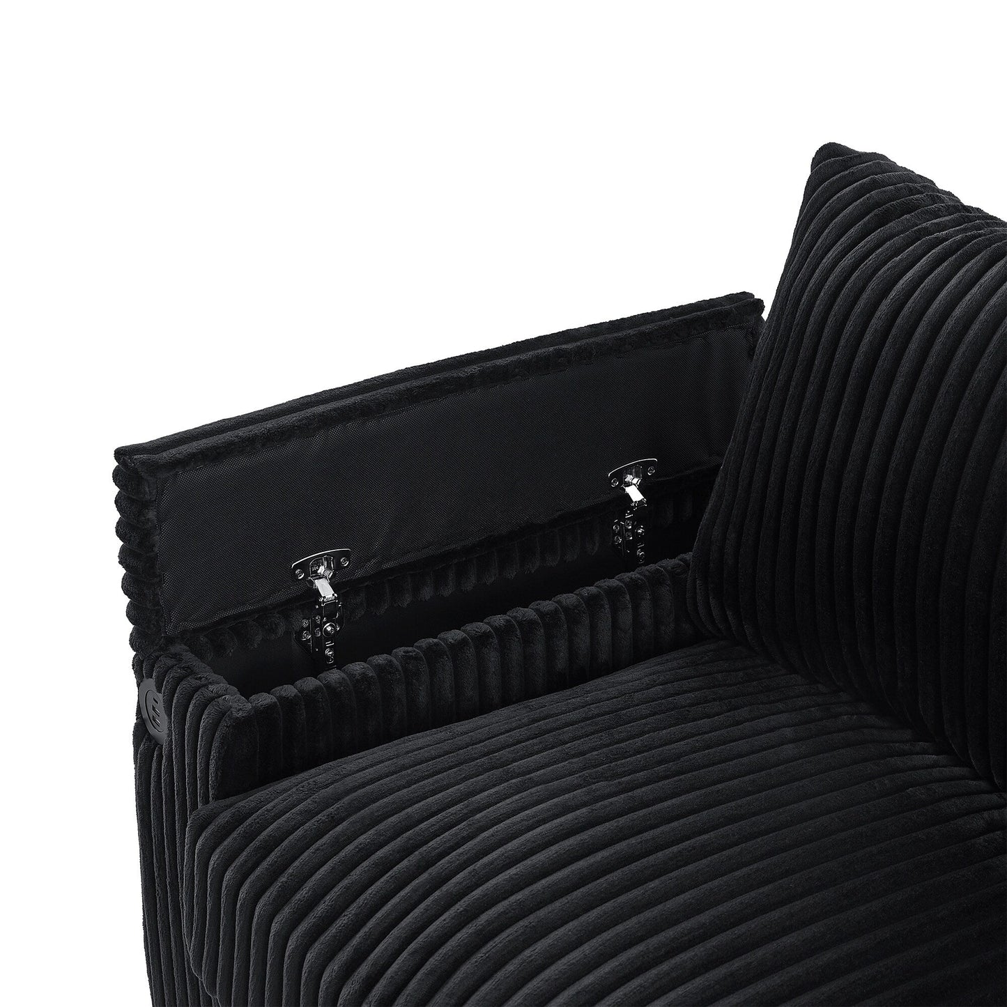133 Corduroy 4-Seater Sofa with USB Ports, Flip-Top Cup Holders, and Hidden Storage