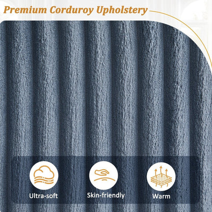 133 Modern 4-seater Corduroy Sofa Couch with USB Ports and Flip-top Cup Holders