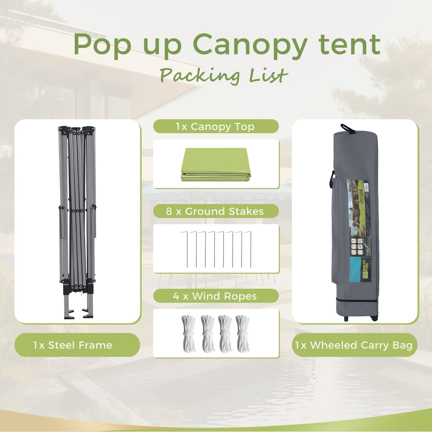 13' x 13' Outdoor-Überdachung, Terrassenpavillon, verstärktes Garten-Pop-up-Überdachungszelt mit elegantem Eckvorhang – 13 x 13 Fuß