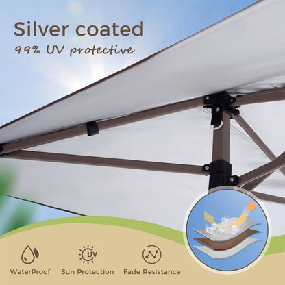 13' x 13' Outdoor-Überdachung, Terrassenpavillon, verstärktes Garten-Pop-up-Überdachungszelt mit elegantem Eckvorhang – 13 x 13 Fuß