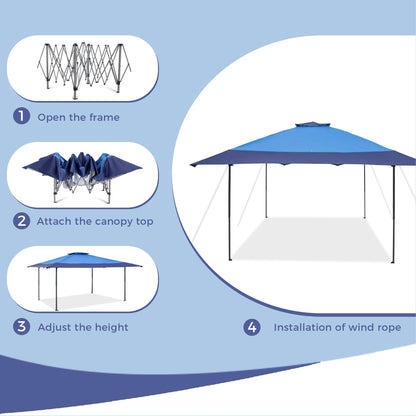 13' x 13' Outdoor-Überdachung, Terrassenpavillon, verstärktes Garten-Pop-up-Überdachungszelt mit elegantem Eckvorhang – 13 x 13 Fuß
