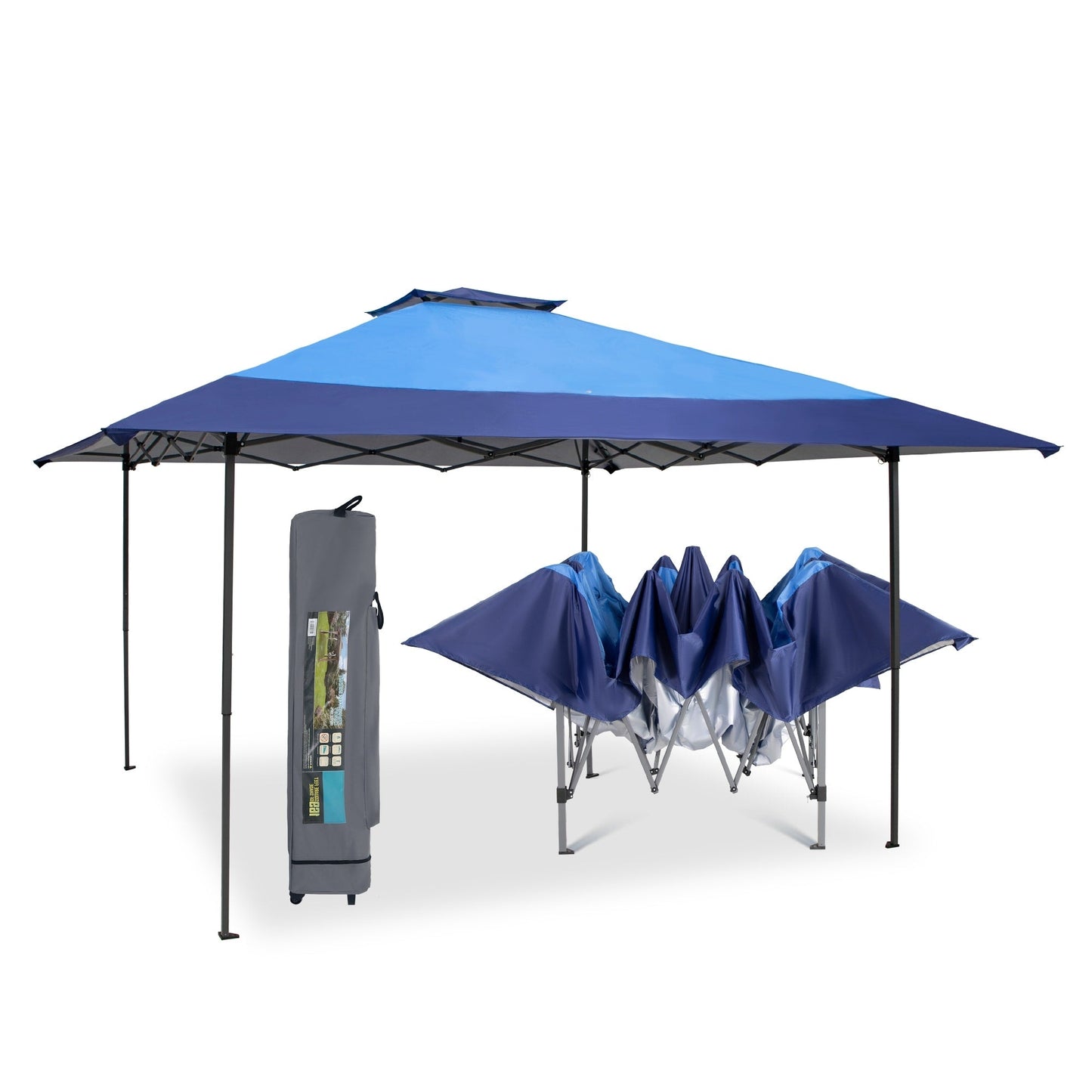 13' x 13' Outdoor-Überdachung, Terrassenpavillon, verstärktes Garten-Pop-up-Überdachungszelt mit elegantem Eckvorhang – 13 x 13 Fuß