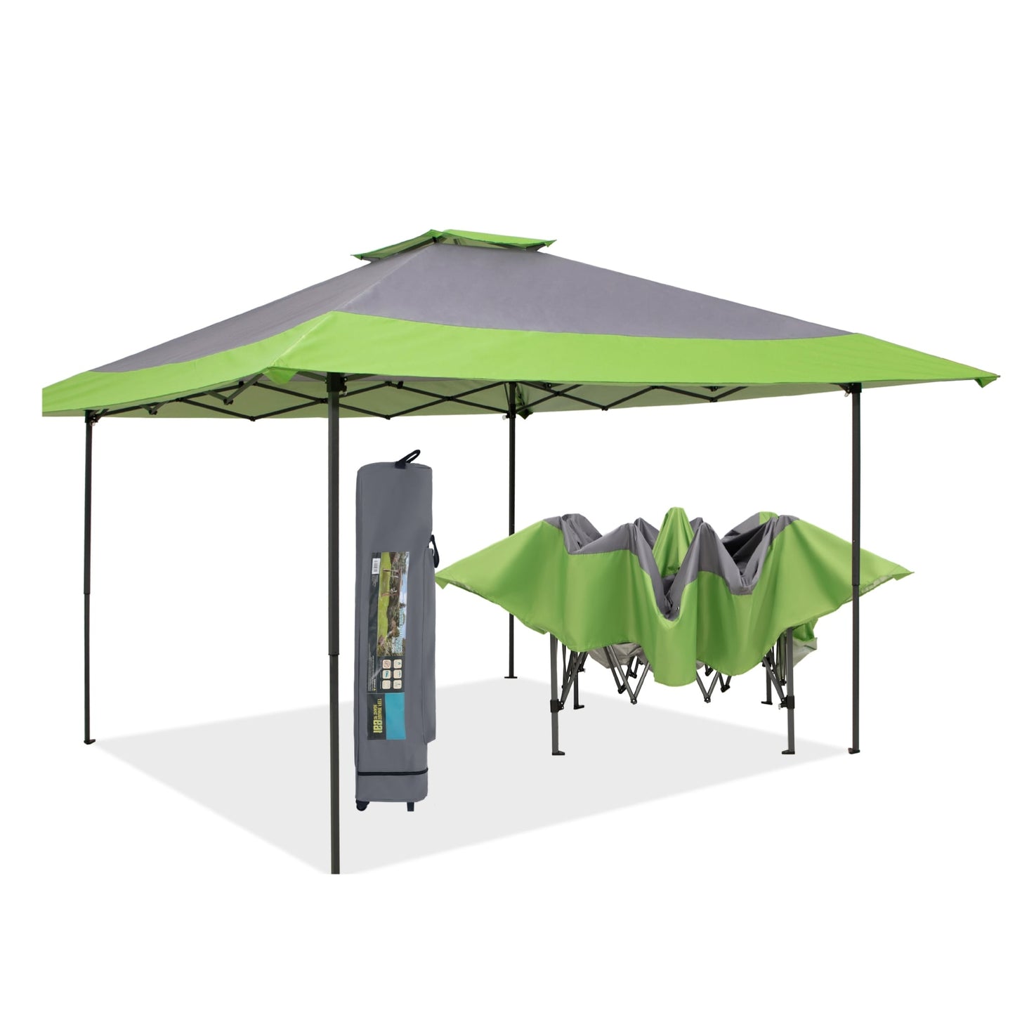 13' x 13' Outdoor-Überdachung, Terrassenpavillon, verstärktes Garten-Pop-up-Überdachungszelt mit elegantem Eckvorhang – 13 x 13 Fuß