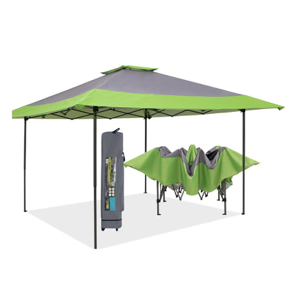 13' x 13' Outdoor-Überdachung, Terrassenpavillon, verstärktes Garten-Pop-up-Überdachungszelt mit elegantem Eckvorhang – 13 x 13 Fuß