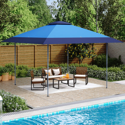 13' x 13' Outdoor-Überdachung, Terrassenpavillon, verstärktes Garten-Pop-up-Überdachungszelt mit elegantem Eckvorhang – 13 x 13 Fuß