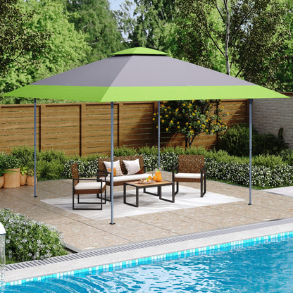 13' x 13' Outdoor-Überdachung, Terrassenpavillon, verstärktes Garten-Pop-up-Überdachungszelt mit elegantem Eckvorhang – 13 x 13 Fuß