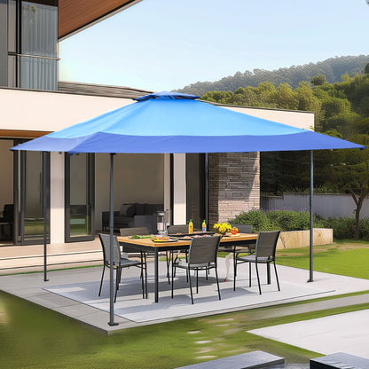 13' x 13' Outdoor-Überdachung, Terrassenpavillon, verstärktes Garten-Pop-up-Überdachungszelt mit elegantem Eckvorhang – 13 x 13 Fuß