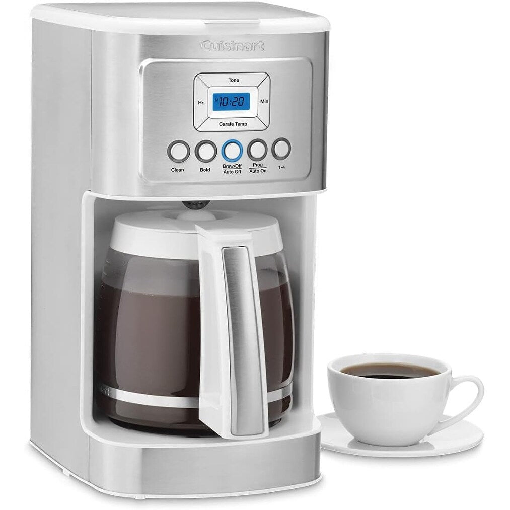 Perfectemp Kaffeemaschine für 14 Tassen mit Glaskaraffe, programmierbar, Brühstärkeregelung, Einstellung für 1–4 Tassen, weiß