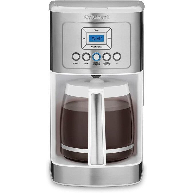 Perfectemp Kaffeemaschine für 14 Tassen mit Glaskaraffe, programmierbar, Brühstärkeregelung, Einstellung für 1–4 Tassen, weiß