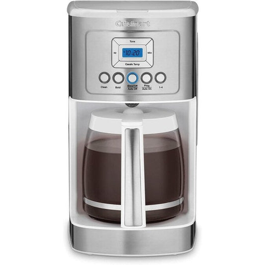 Perfectemp Kaffeemaschine für 14 Tassen mit Glaskaraffe, programmierbar, Brühstärkeregelung, Einstellung für 1–4 Tassen, weiß