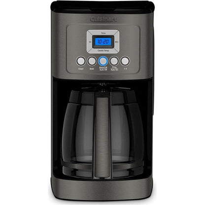 Programmierbare Kaffeemaschine für 14 Tassen, Glaskaraffe, Brühstärkeregelung, Einstellung für 1–4 Tassen, schwarzer Edelstahl