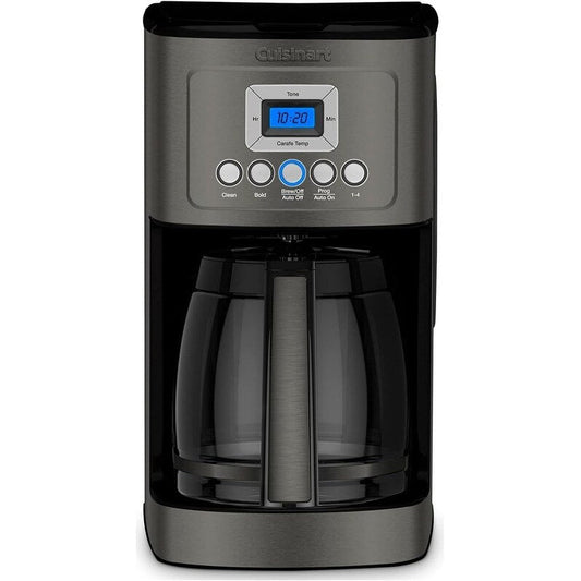 Programmierbare Kaffeemaschine für 14 Tassen, Glaskaraffe, Brühstärkeregelung, Einstellung für 1–4 Tassen, schwarzer Edelstahl