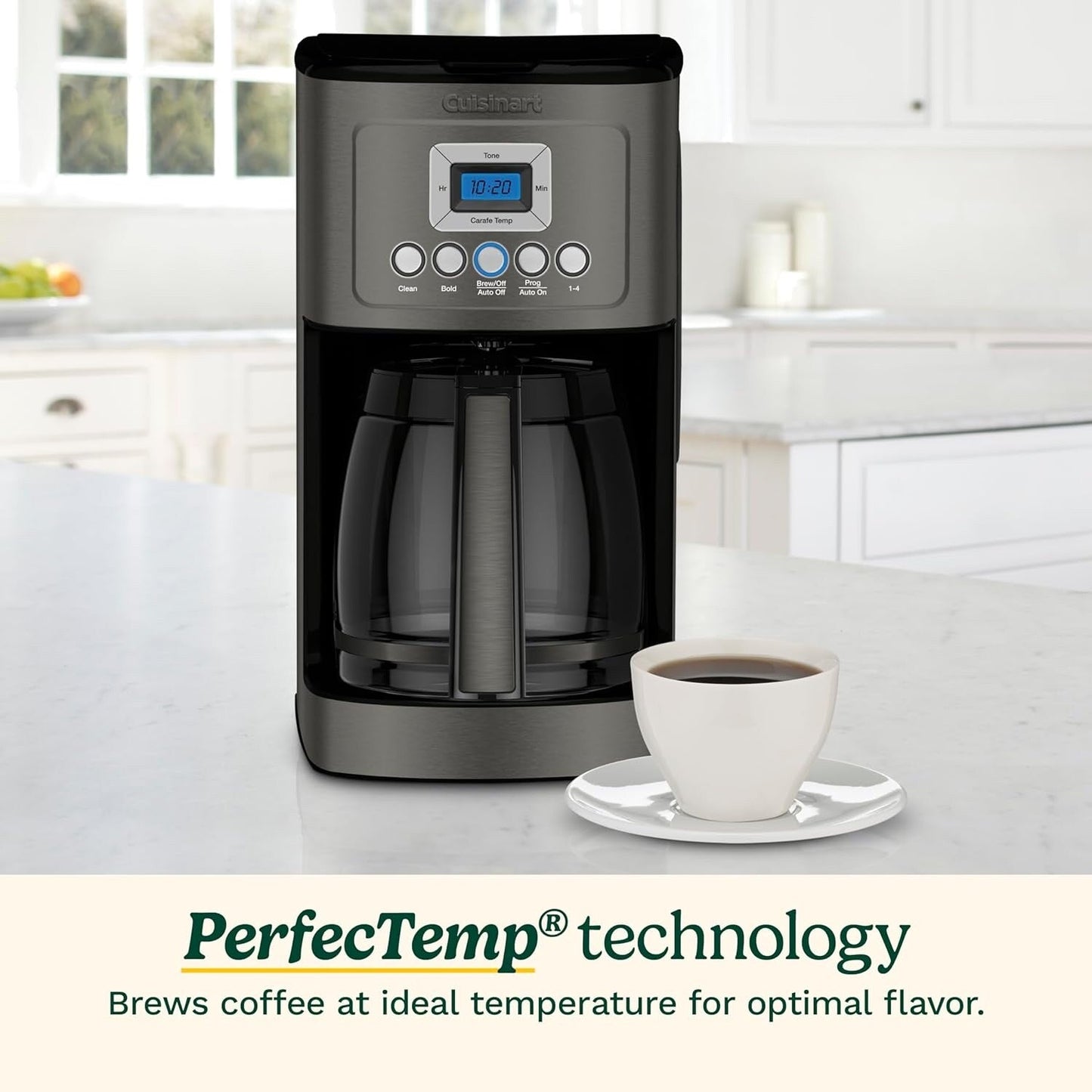 Programmierbare Kaffeemaschine für 14 Tassen, Glaskaraffe, Brühstärkeregelung, Einstellung für 1–4 Tassen, schwarzer Edelstahl