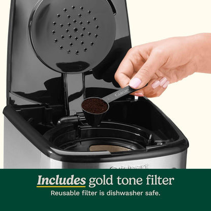 Programmierbare Kaffeemaschine für 14 Tassen, Glaskaraffe, Brühstärkeregelung, Einstellung für 1–4 Tassen, Edelstahl