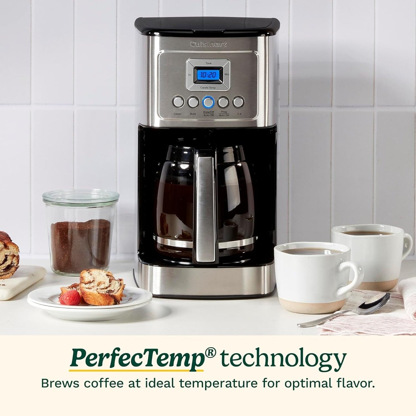 Programmierbare Kaffeemaschine für 14 Tassen, Glaskaraffe, Brühstärkeregelung, Einstellung für 1–4 Tassen, Edelstahl