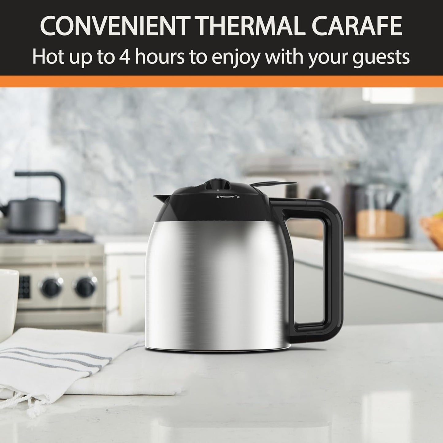 Programmierbare Kaffeemaschine für 14 Tassen, Edelstahlkaraffe, 3 Brühstärken, 24-Stunden-Timer, 4 Stunden Warmhaltefunktion