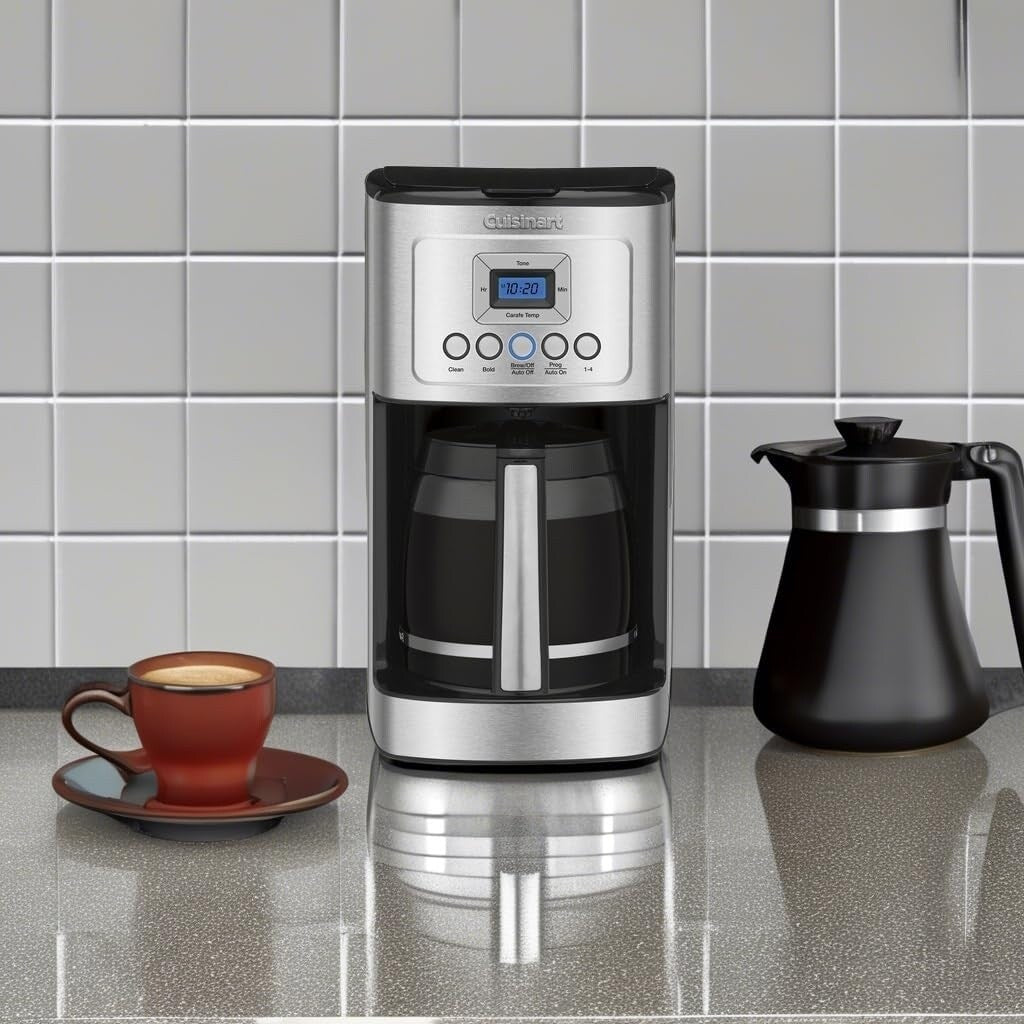 14-Tassen-Kaffeemaschine aus Edelstahl, Glaskaraffe, vollautomatisch, Brühstärkenregelung