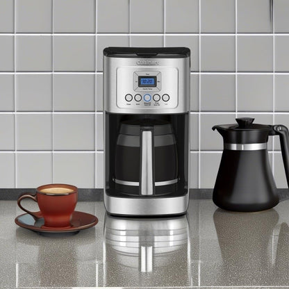 14-Tassen-Kaffeemaschine aus Edelstahl, Glaskaraffe, vollautomatisch, Brühstärkenregelung