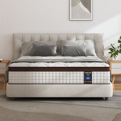 14 Zoll Matratze, Memory Foam und Taschenfederkern-Hybridmatratze, Matratze mittlerer Festigkeit, Queen- und King-Size optional