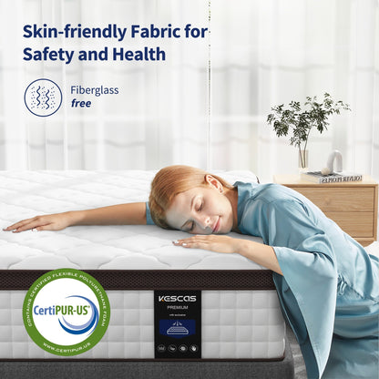 14 Zoll Matratze, Memory Foam und Taschenfederkern-Hybridmatratze, Matratze mittlerer Festigkeit, Queen- und King-Size optional